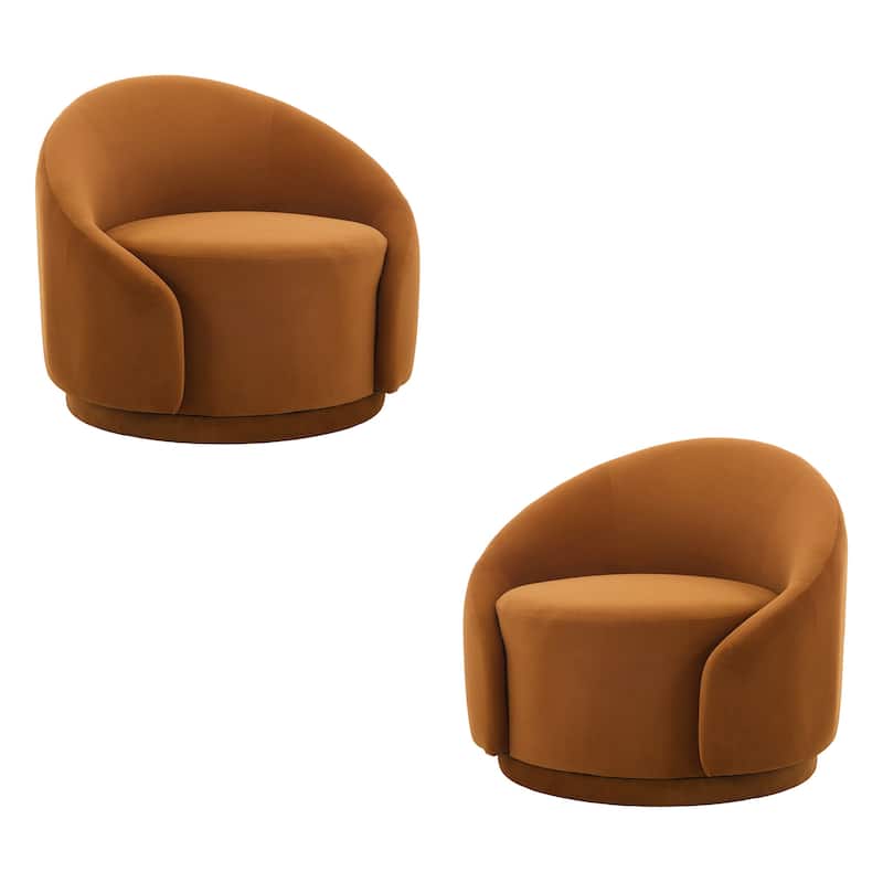 35" Wide Upholstered Swivel Accent Barrel Chairs (Set of 2)