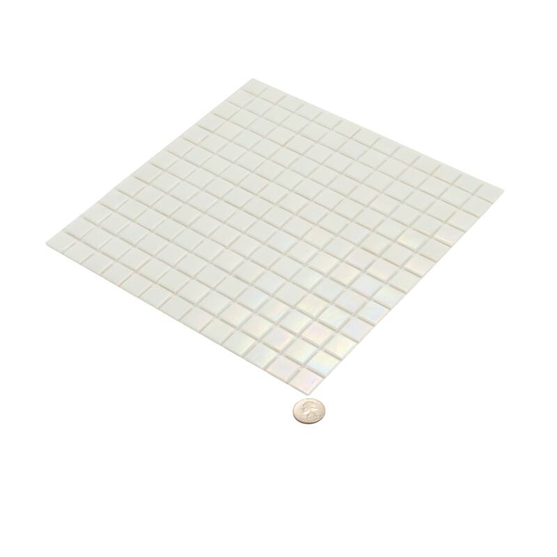 Apollo tile 12" x 12" Nacreous Glossy Cotton White Glass Tile (20 sq ft/case) - 20 Pack