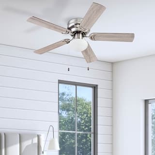 44" Prominence Home Alvina Satin Nickel Traditional Indoor LED Ceiling Fan with Light, Pull Chain