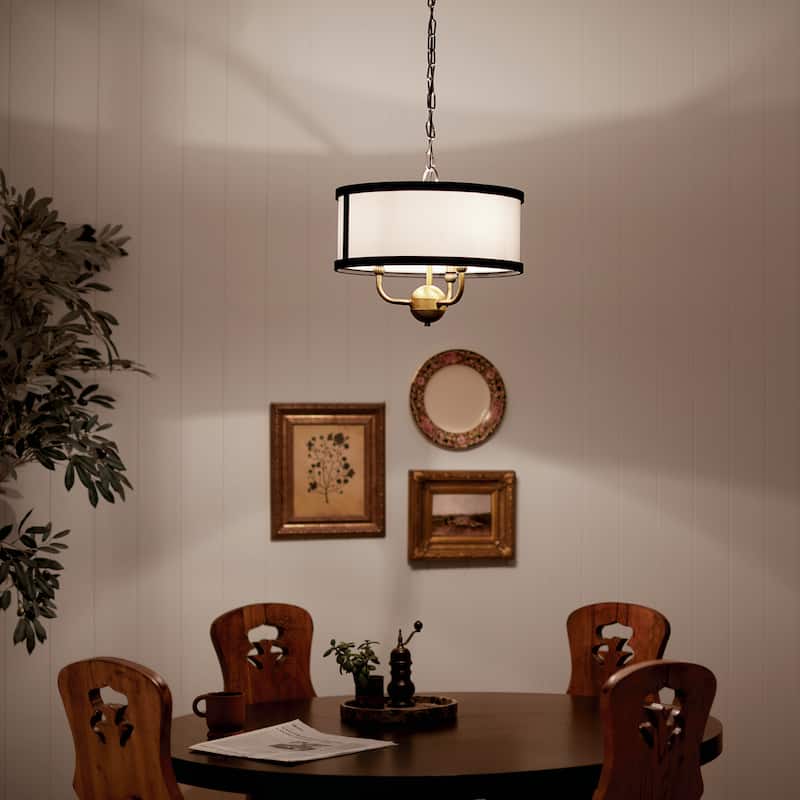 Kichler Lighting Heddle 15 inch 3-Light Chandelier Natural Brass and Textured Black