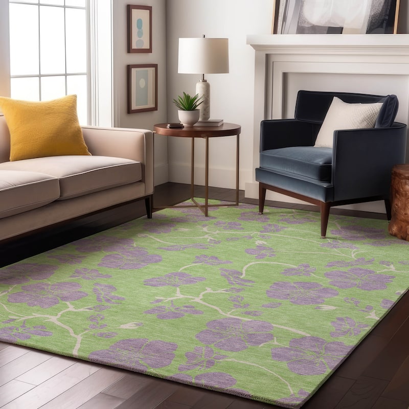 Premium Washable Super Soft Modern Floral Mayfield Rug - Mint - 3' x 5'
