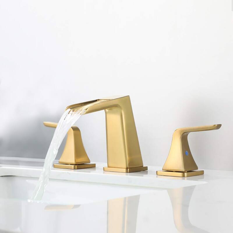 PROOX 8" Widespread Double Handles Bathroom Waterfall Basin Faucet w/ Drain Assembly
