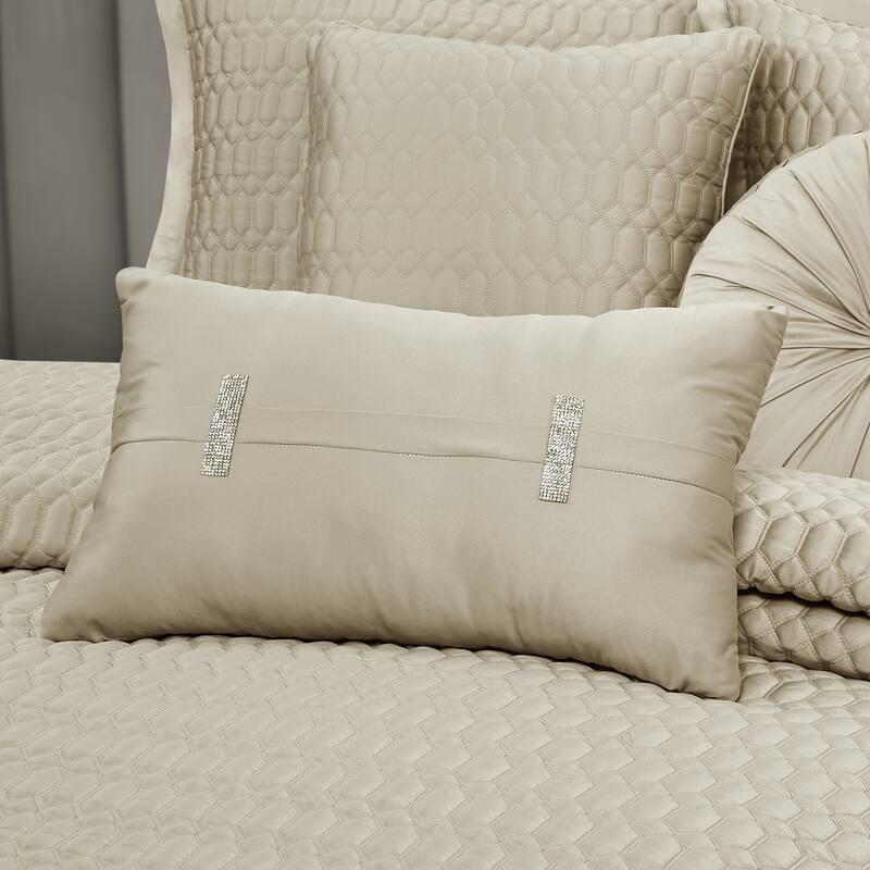 J. Queen New York Brilliance Quilted Boudoir Decorative Throw Pillow - Accent - Polyester - Pebble