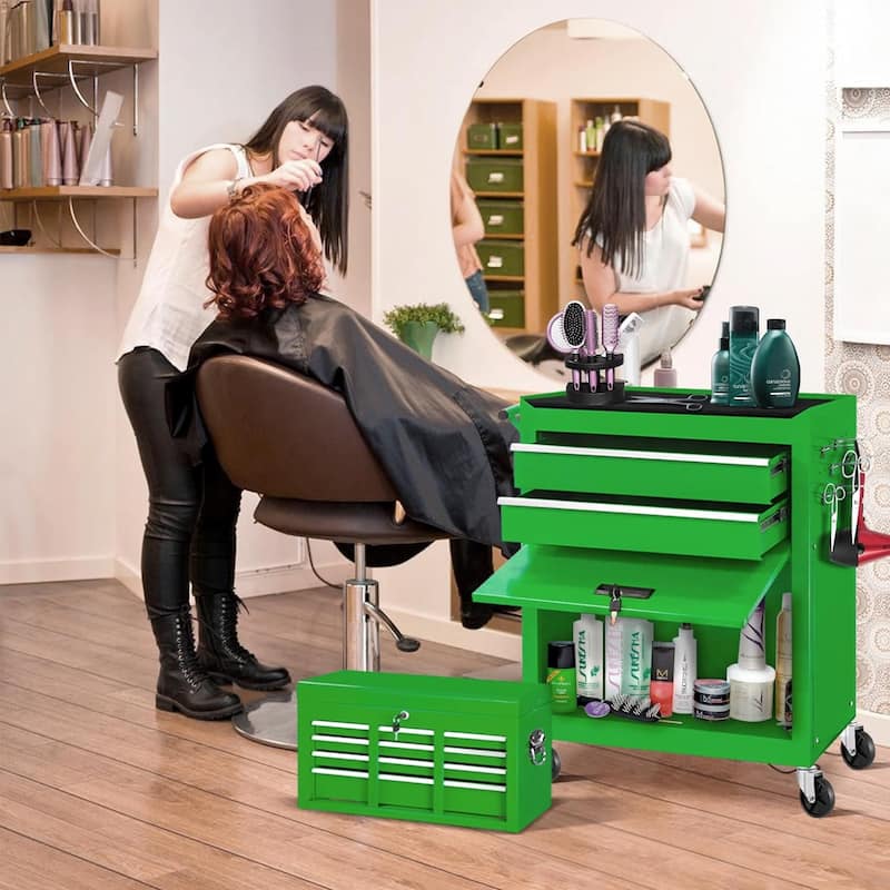 8-Drawer 2 in 1 Rolling Tool Chest Cabinet Garage Storage Toolbox with Detachable Top Tool Box and Universal Lockable Wheels