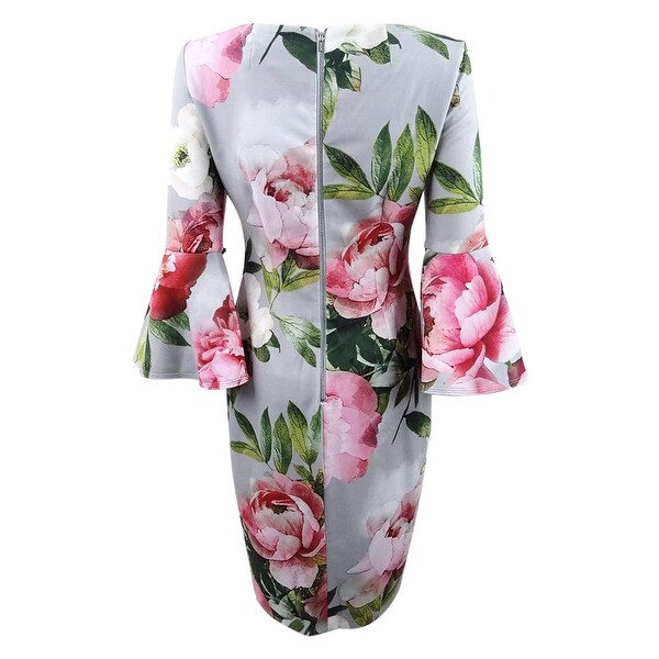 calvin klein embellished bell sleeve sheath dress