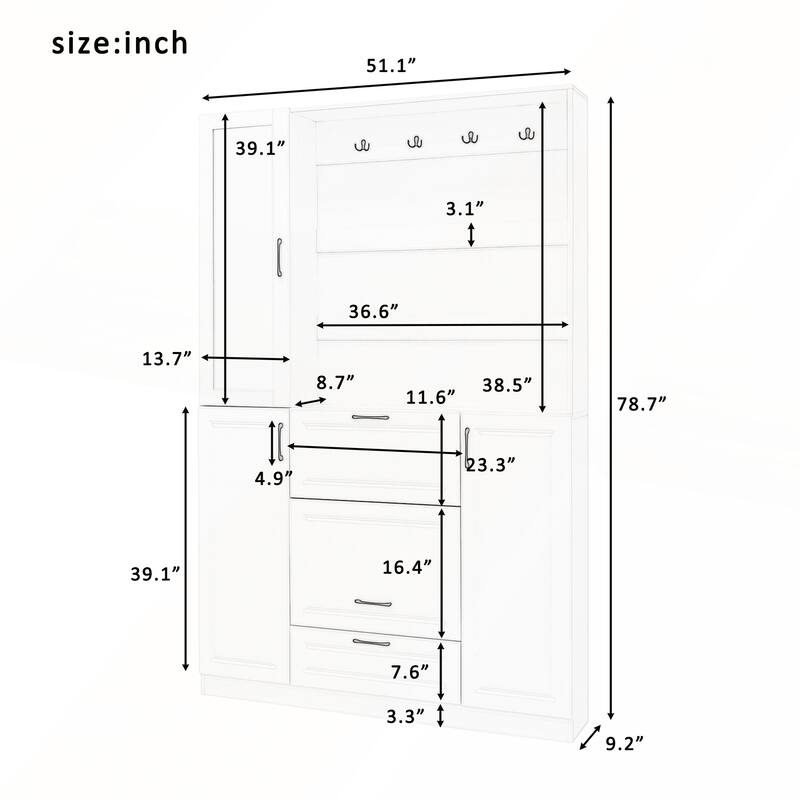 3-in-1 Entryway Bench with Integrated Shoe Cabinet and Foldable Seat for Entrance and Living Room