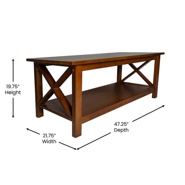 dimension image slide 0 of 3, Classic Solid Wood Farmhouse Coffee Table
