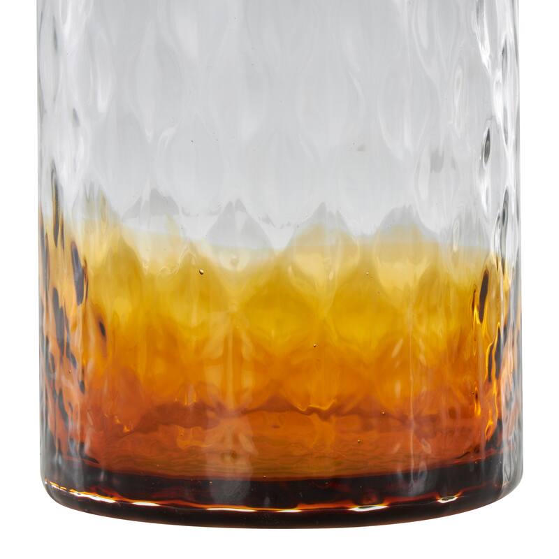 Orange or Dark Blue Glass Faceted Ombre Geometric Decorative Jars with Diamond Knobs (Set of 2)