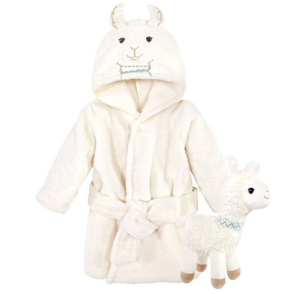 slide 1 of 1, Little Treasure Plush Bathrobe and Toy Set, Neutral Llama, 0-9 Months - Neutral Llama - 0-9 Months 0-9 Months - Neutral Llama