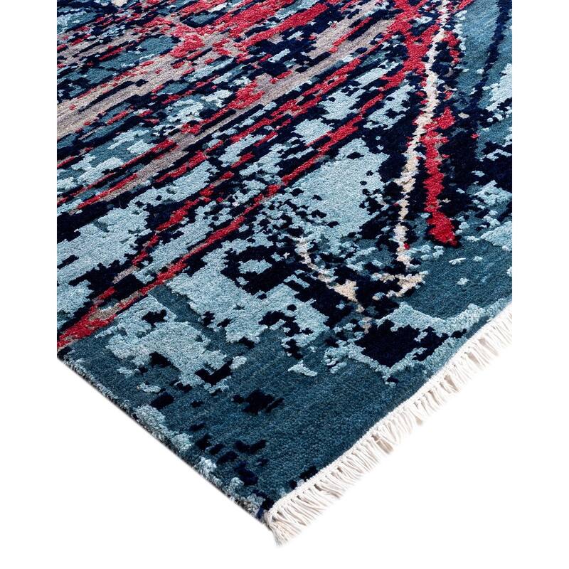 Ikat One-of-a-Kind Hand-Knotted Area Rug, Blue - 8' 2" x 10' 1"