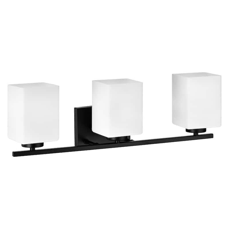Brushed Nickel Indoor Bathroom Vanity Lights with Etched White Glass Square Rectangle Shades