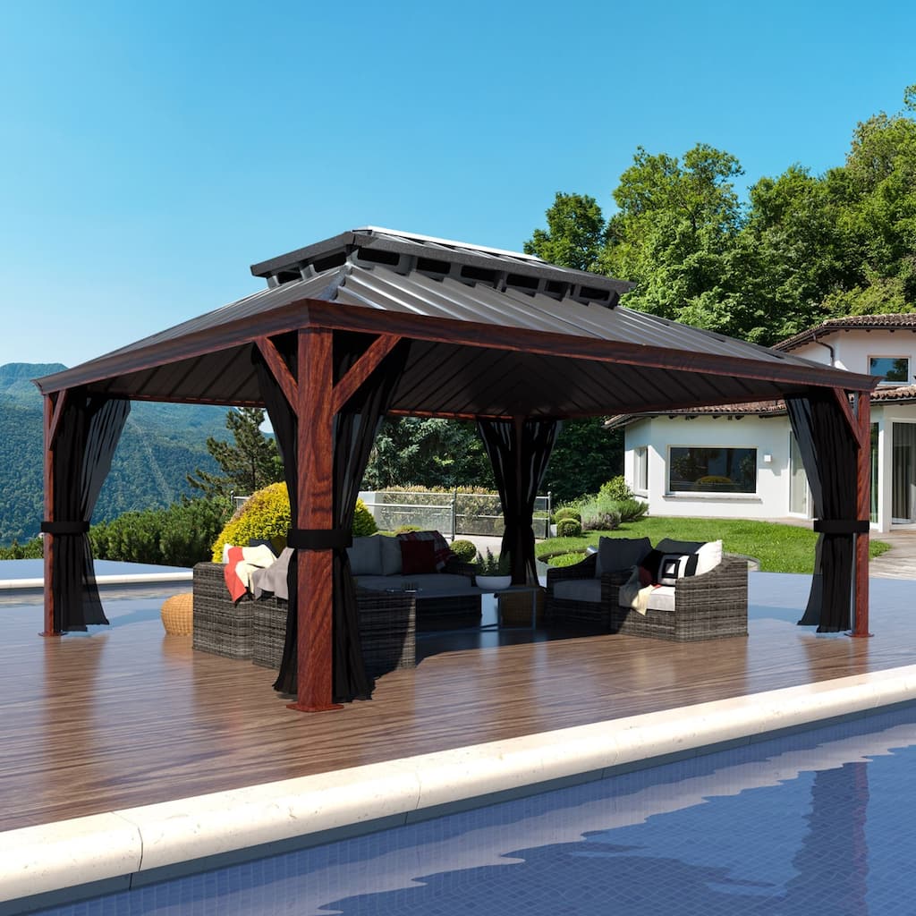 VEIKOUS Outdoor Premium Gazebo with Galvanized Steel Double Roof, Aluminum Frame, and High-Quality Nettings