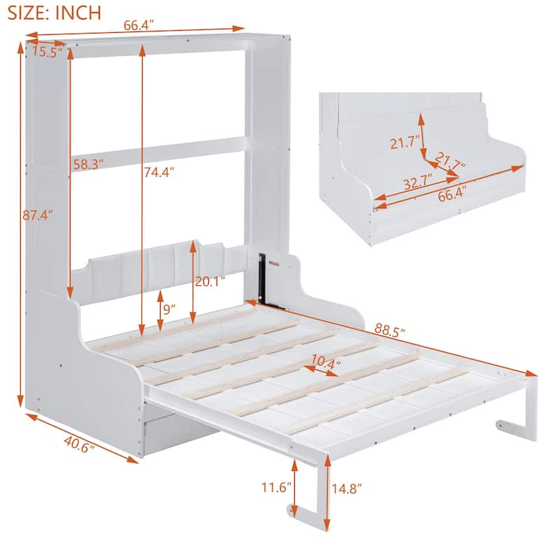 Modern Queen Murphy Bed with Cushion
