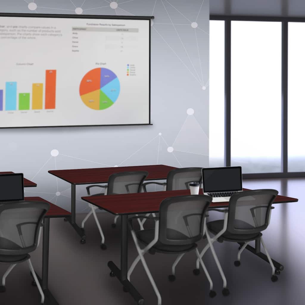 60" x 30" Training Table- Mahogany and 2 Nesting Chairs - 60" x 30"