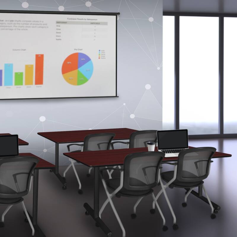 72" x 30" Training Table- Mahogany and 2 Nesting Chairs - 72" x 30"