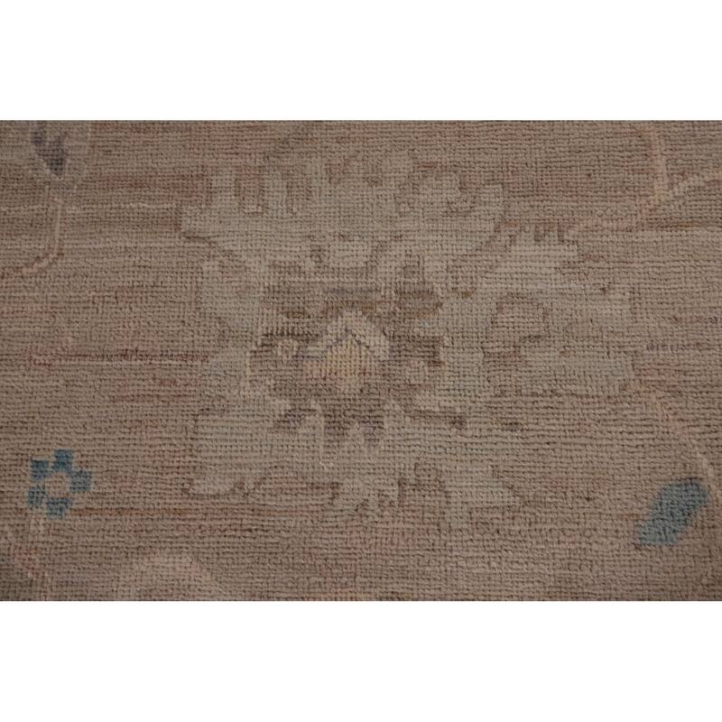 Vegetable Dye Oushak Area Rug Hand-Knotted Beige Floral Wool Carpet - 8'2" x 10'0"