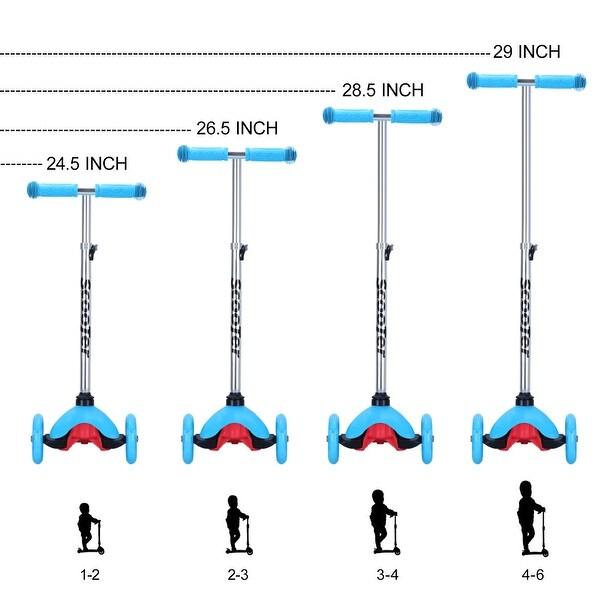 Blue Kids Scooter for Over 3 Years Old, 4 Adjustable Height, Extra