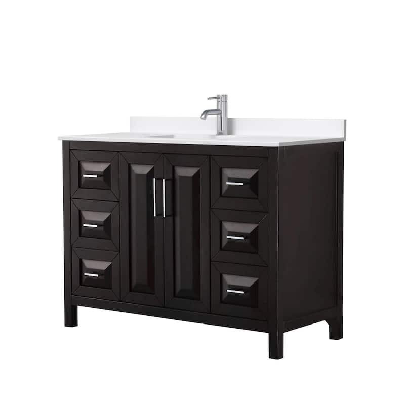 Wyndham Collection WCV252548S-QTZ-UNSMXX Daria 48" Free Standing - Dark Espresso / White Quartz Top / Polished Chrome