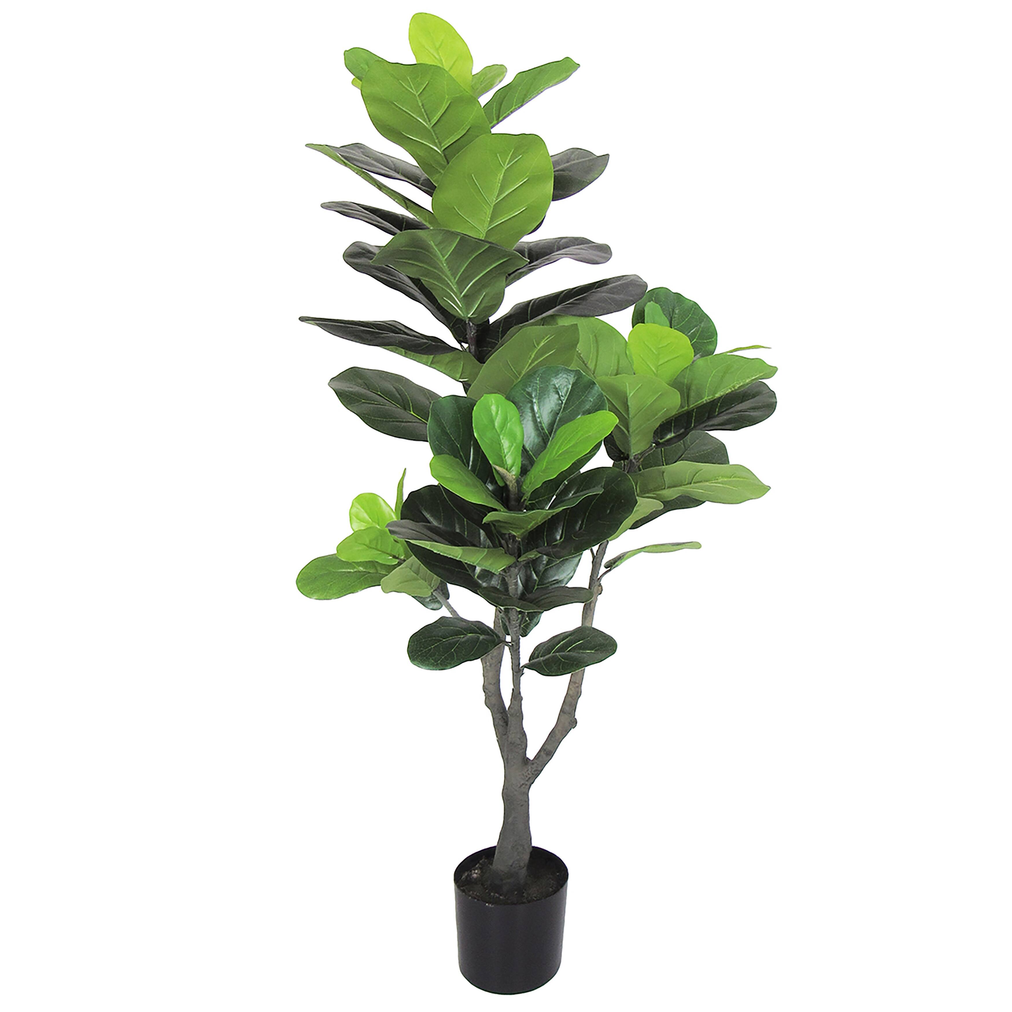 4ft Deluxe Artificial Fiddle Leaf Fig Tree Real Touch Plant in Black Pot 48" H x 23" W x 20