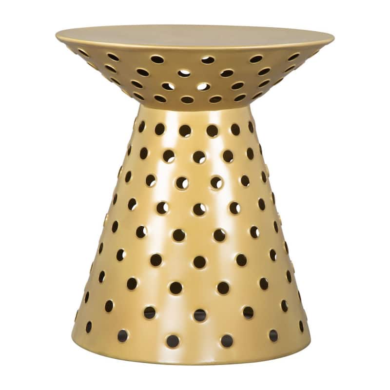 Modern 20 Inch Gold Iron Round Pedestal Side Table for Living Room Bedroom Decor - 20”H x 18”W x 18”L