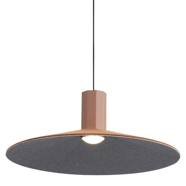slide 2 of 4, Golden Lighting Faroe 20in Integrated LED Pendant in Coffee/Black Felt - Brown