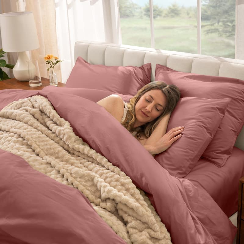 Bare Home Organic Cotton Percale Duvet Cover Set