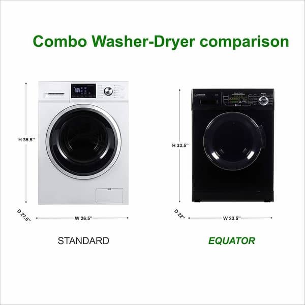 dimension image slide 4 of 5, Equator Pro Compact 110V Vented/Ventless 13 lbs Combo Washer Sensor Dry 1200 RPM
