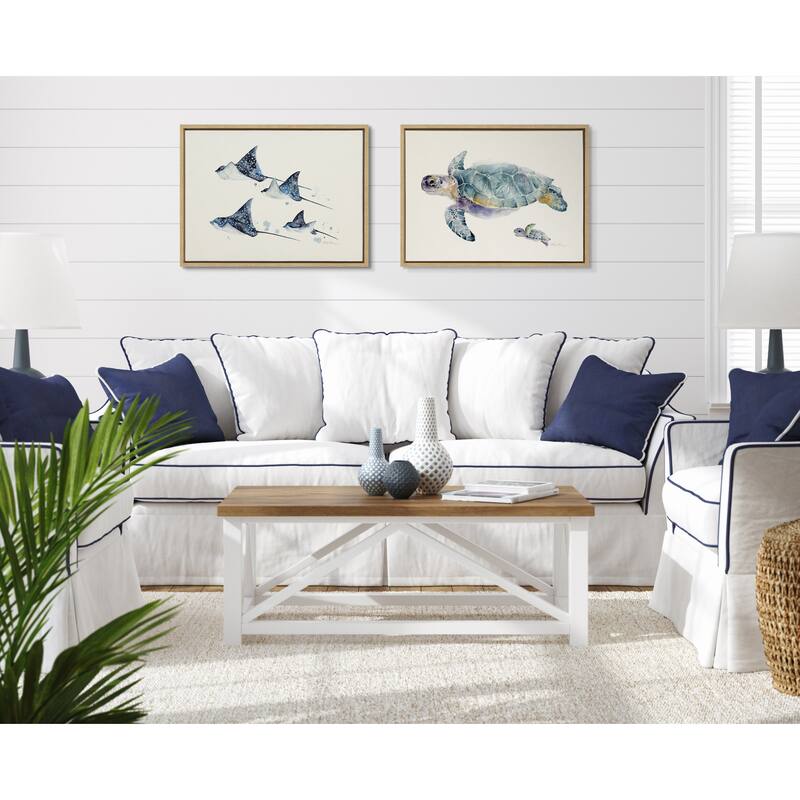 Kate and Laurel Sylvie Eagle Ray Family Framed Canvas by Cathy Zhang