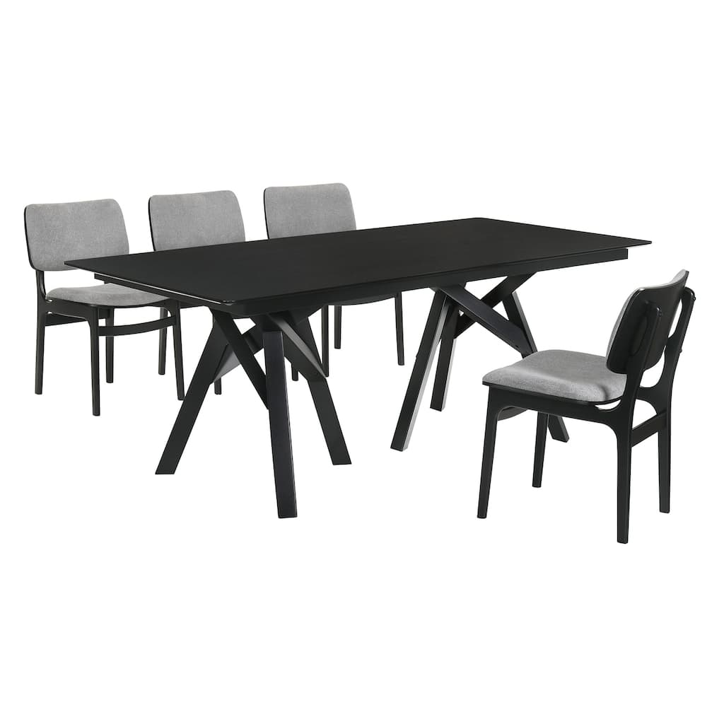 Modern 5 Piece Dining Set - Black Table & Gray Chairs - Contemporary Cool Design