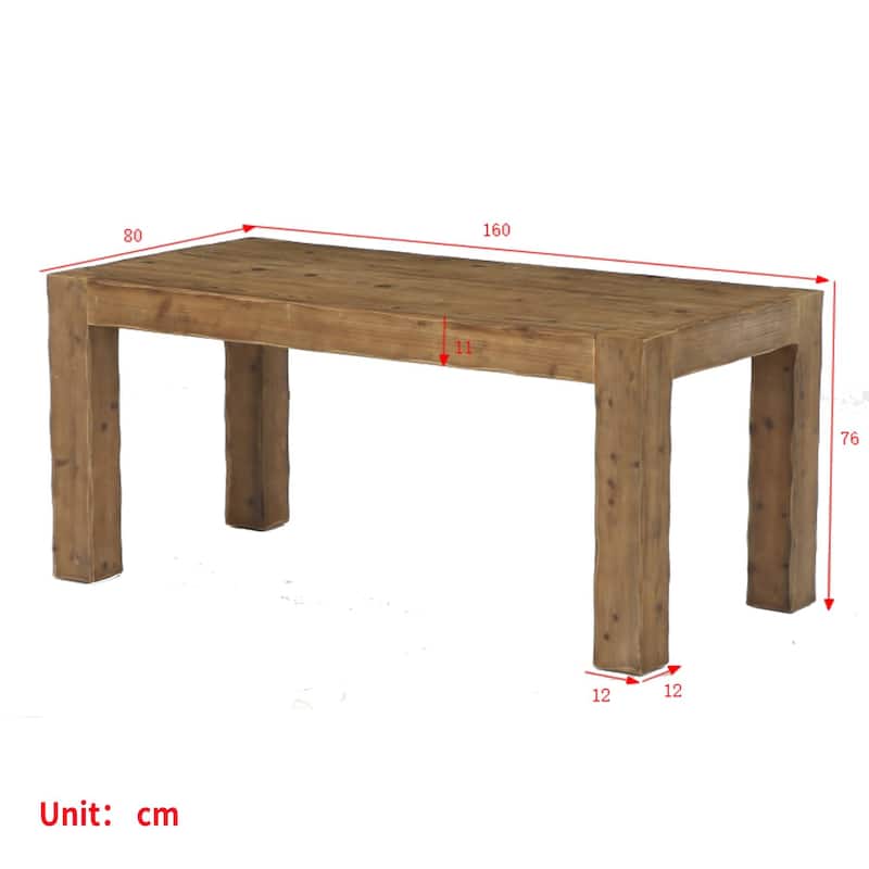 63-Inch Solid Wood Dining Table for 4-6 - 31.5" D x 63" W x 29.92" H