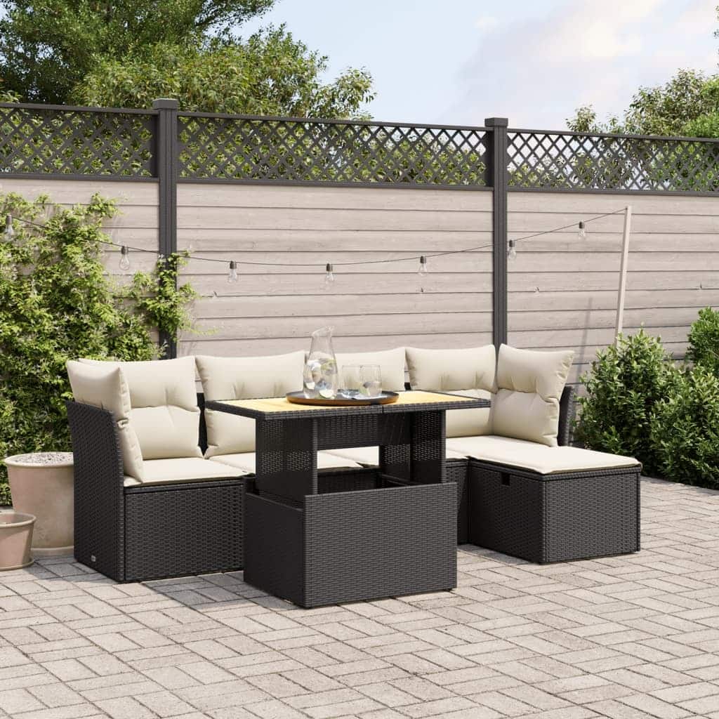 6 Piece Garden Sofa Set with Cushions - 21.7 x 39.4 x 28.7 in
