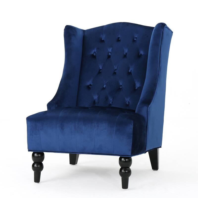 Navy Blue Velvet 27.5" Button Tufted Club Chair