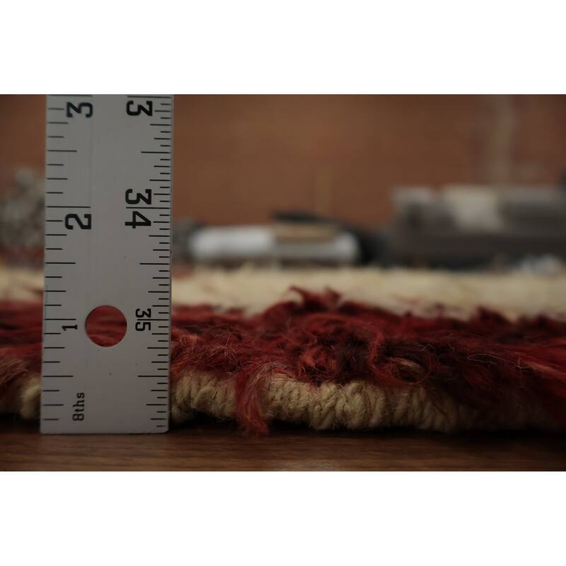 Hand Knotted Oriental 100% Wool Carpet Modern Tribal Beige & Ivories Moroccan Area Rug - 9' 4'' X 6' 9''