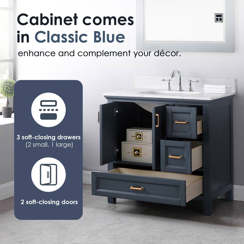Altair Isla Single Bathroom Vanity Set and Aosta White Countertop with Mirror