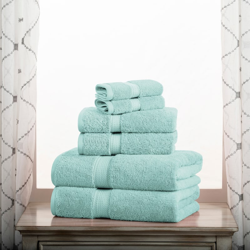Superior Egyptian Cotton Pile Heavyweight Solid Plush Towel Set - 10-Piece Set - Sea Foam