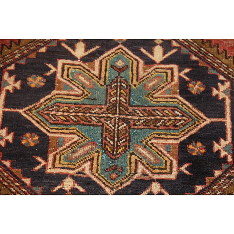Hand Knotted Oriental 100% Wool Carpet Traditional Geometric Oranges & Rust Bakhtiari Area Rug - 10' 7'' X 4' 6''