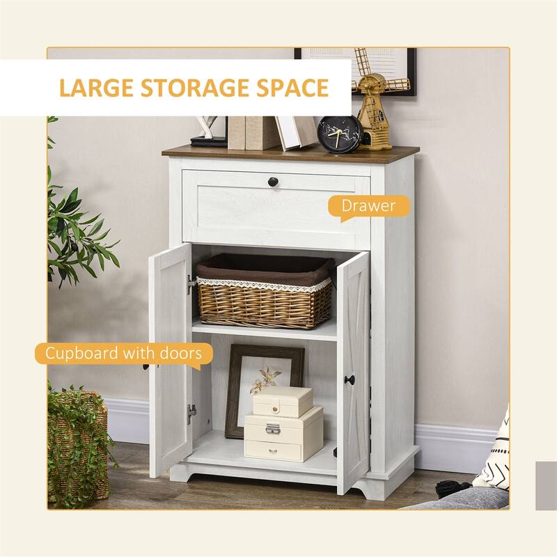 Farmhouse Barn Door Accent Cabinet, Kitchen Sideboard Storage Cabinet