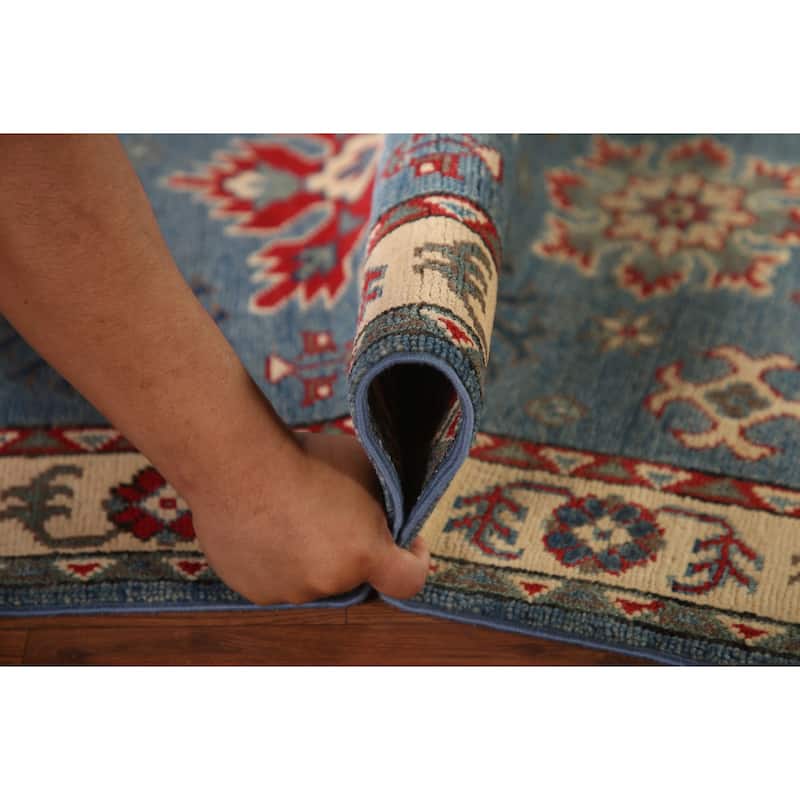 Blue Kazak Oriental Accent Rug Handmade Wool Carpet - 2'8" x 3'10"