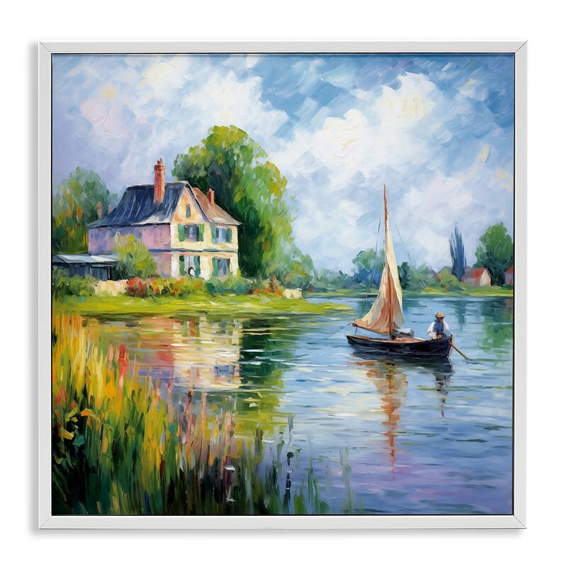 Stupell Boat Drifting Near Shore Framed Giclee Art Design By Heidi Kuntz - 12 x 12 - White