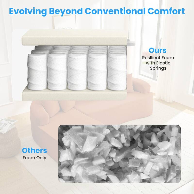 Mixoy 99inch Chenille L Shape Sectional Sofa with Curved Chaise,Modern Cloudy 3 Seater Sofa - 99.2''*59.1''*26.4''