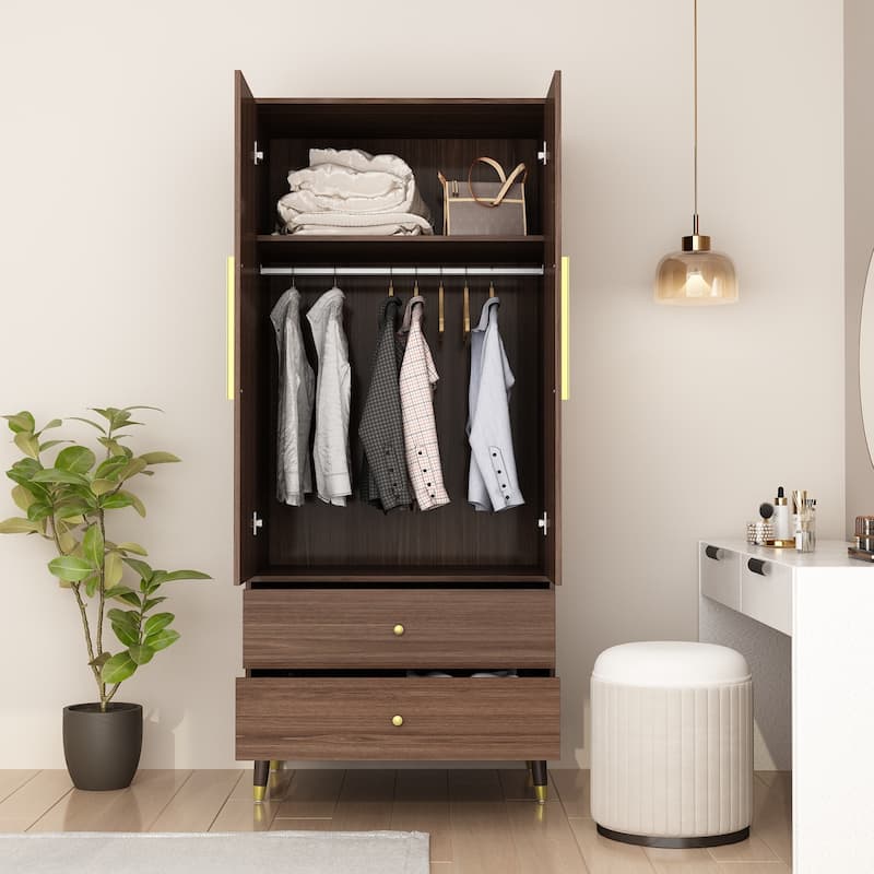 31.5"Wx70.9"H Armoire Wardrobe Storage Cabinet Closet Hanging Drawers