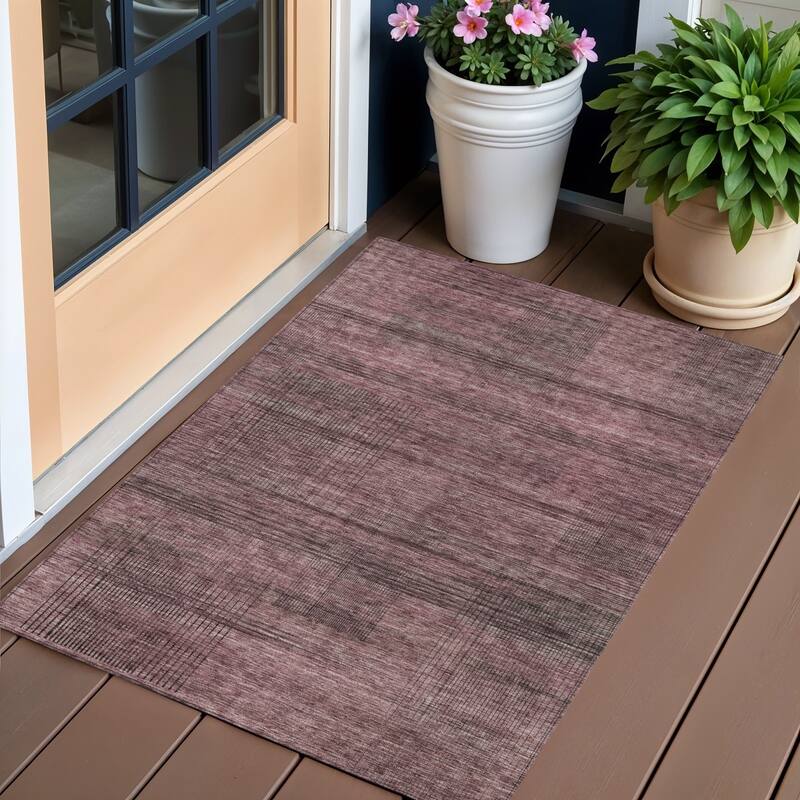 HomeRoots Striped Transitional Rectangle Outdoor Rug - 3' x 5'