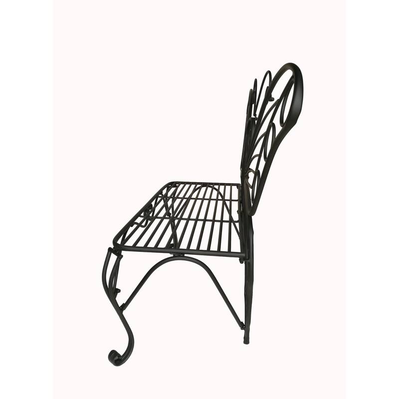 60" Black Antique Style Rectangular Butterfly Bench