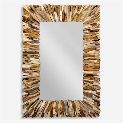 Uttermost Teak Branch Rectangular Mirror - 35"W x 51"H x 2"D