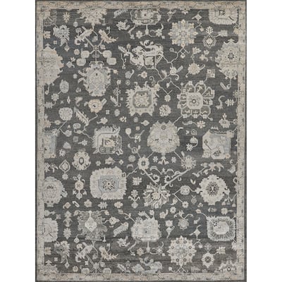 EXQUISITE RUGS Museum Hand-knotted Bamboo Silk Midnight Charcoal Area Rug.