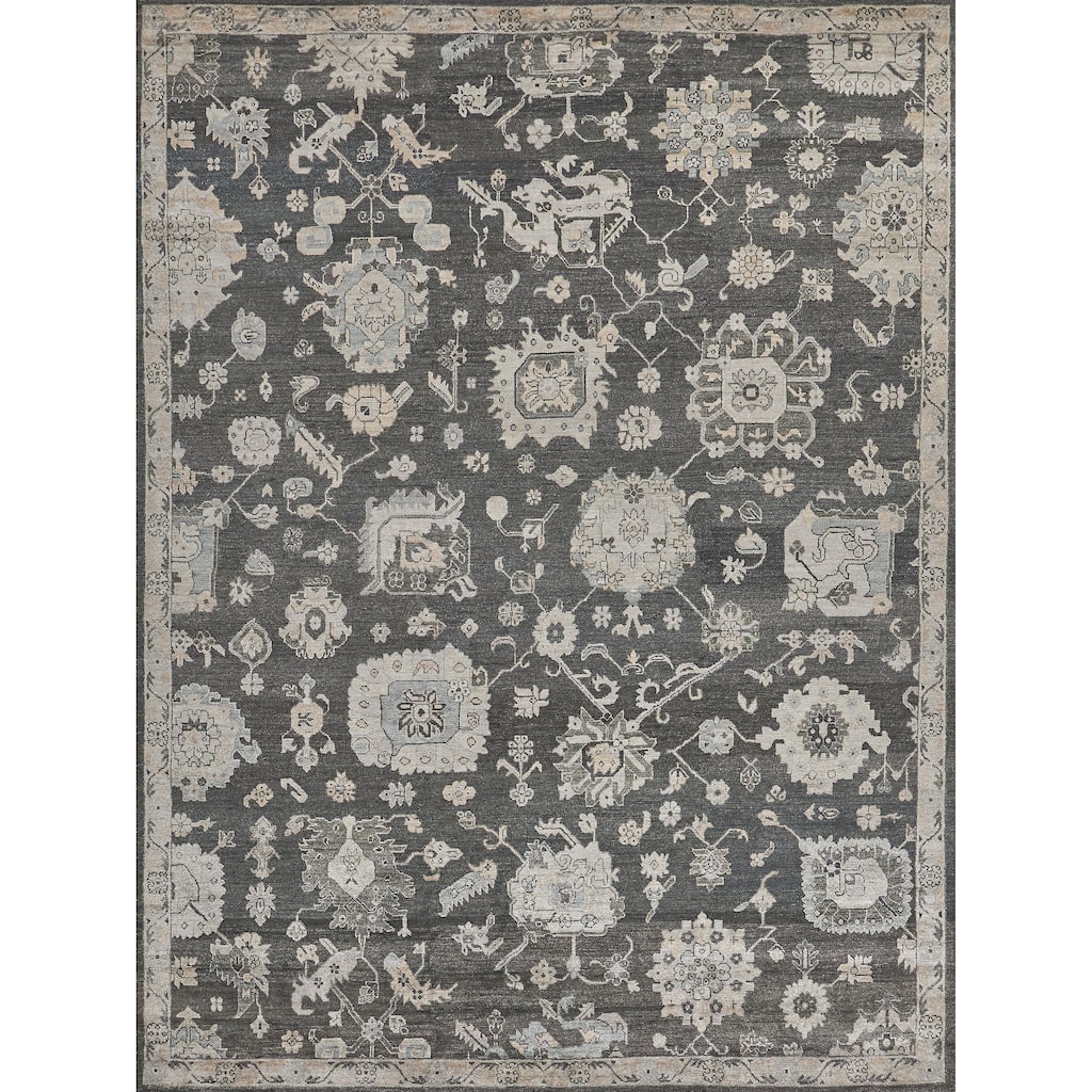 EXQUISITE RUGS Museum Hand-knotted Bamboo Silk Midnight Charcoal Area Rug.