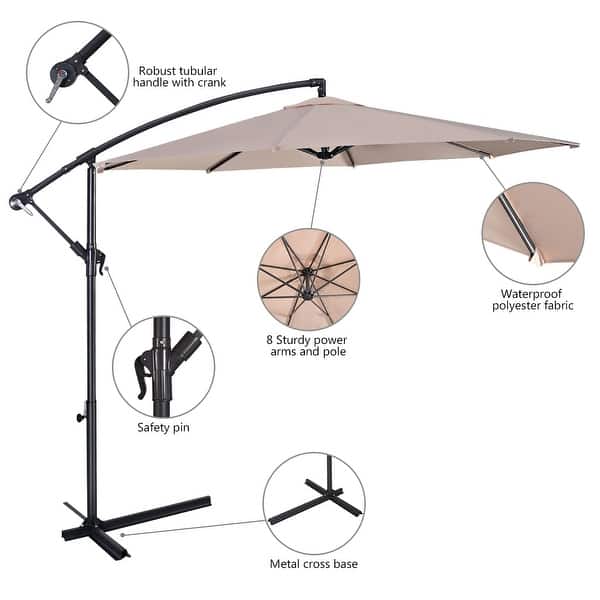 Costway 10' Hanging Umbrella Patio Sun Shade Offset Outdoor Market W/t - On  Sale - Bed Bath & Beyond - 15633695