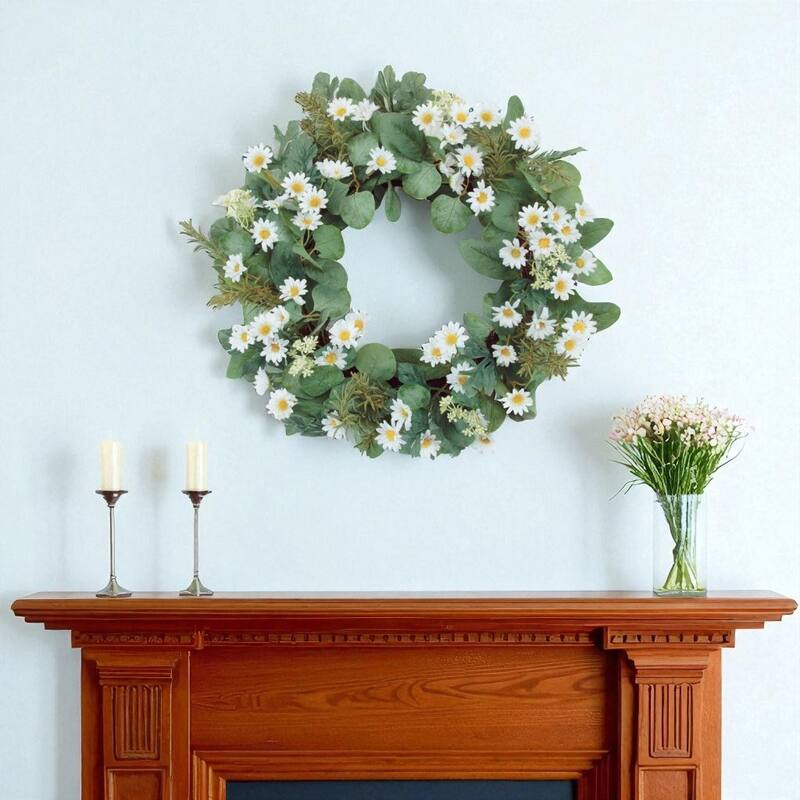 HomeRoots 23" White And Green Mixed Assortment Artificial Wreath - Green/White - 23.20 in. x 23.20 in.  x 8.05 in.