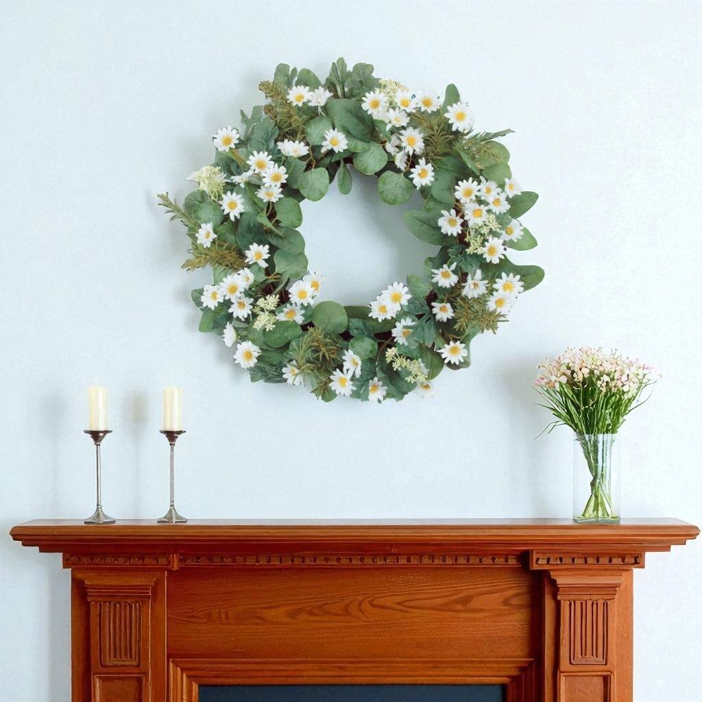 HomeRoots 23" White And Green Mixed Assortment Artificial Wreath