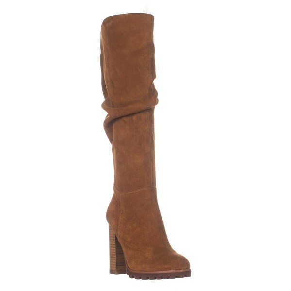 cognac suede knee high boots